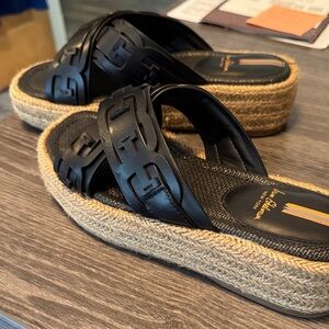 Sam Edelman Black and Tan Platform Sandals